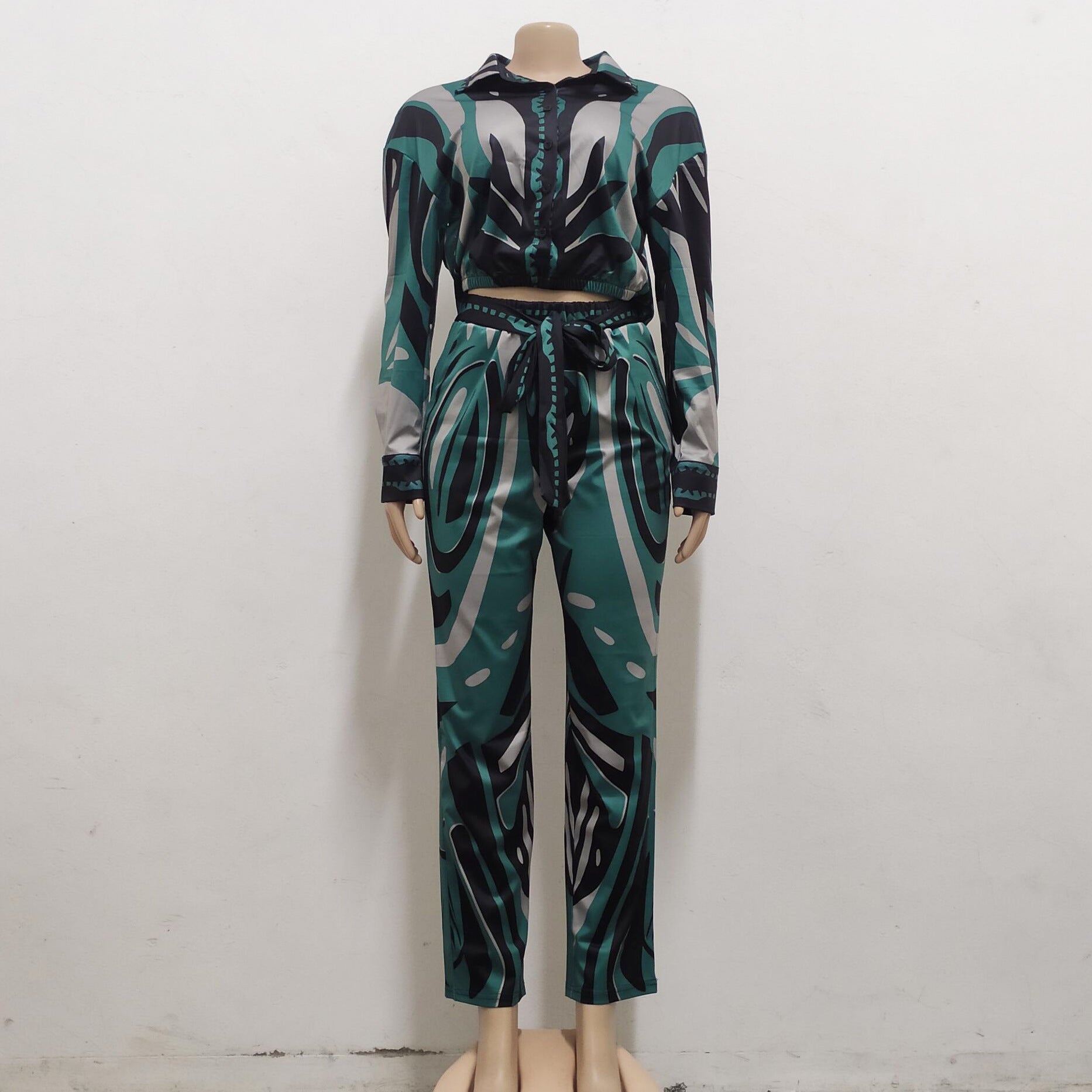 Casual Fashionable Digital Printed Women's Two-Piece Pants Set 8