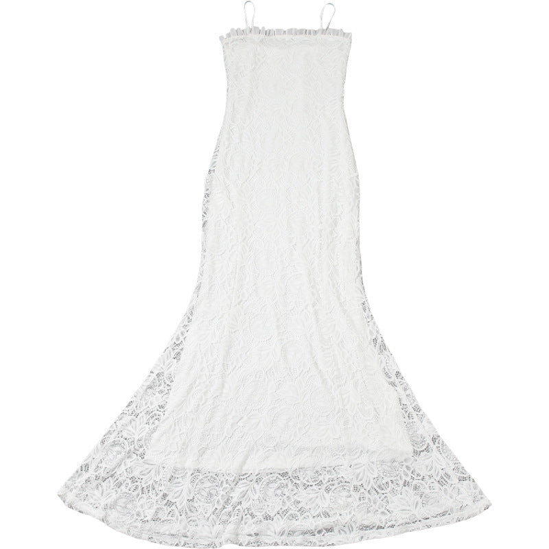 Women Summer Sexy Solid Mesh Patchwork Hollow Strap Dress 9