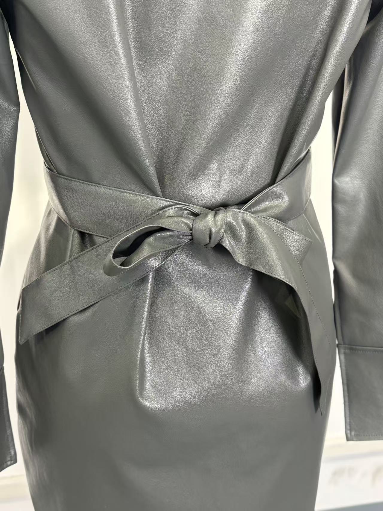 Women Pu-Leather Blazer Dress 10