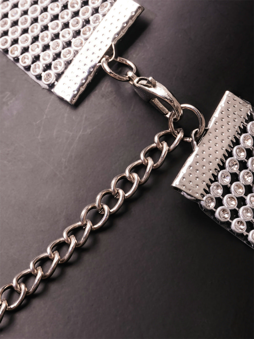 Women's Nightclub Style Sexy Diamond Sequin Checkered Two Piece Skirt Set 24