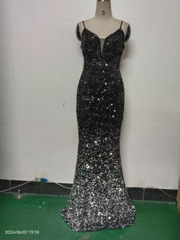 Gradient Sequins Sexy Strap Evening Dress 30