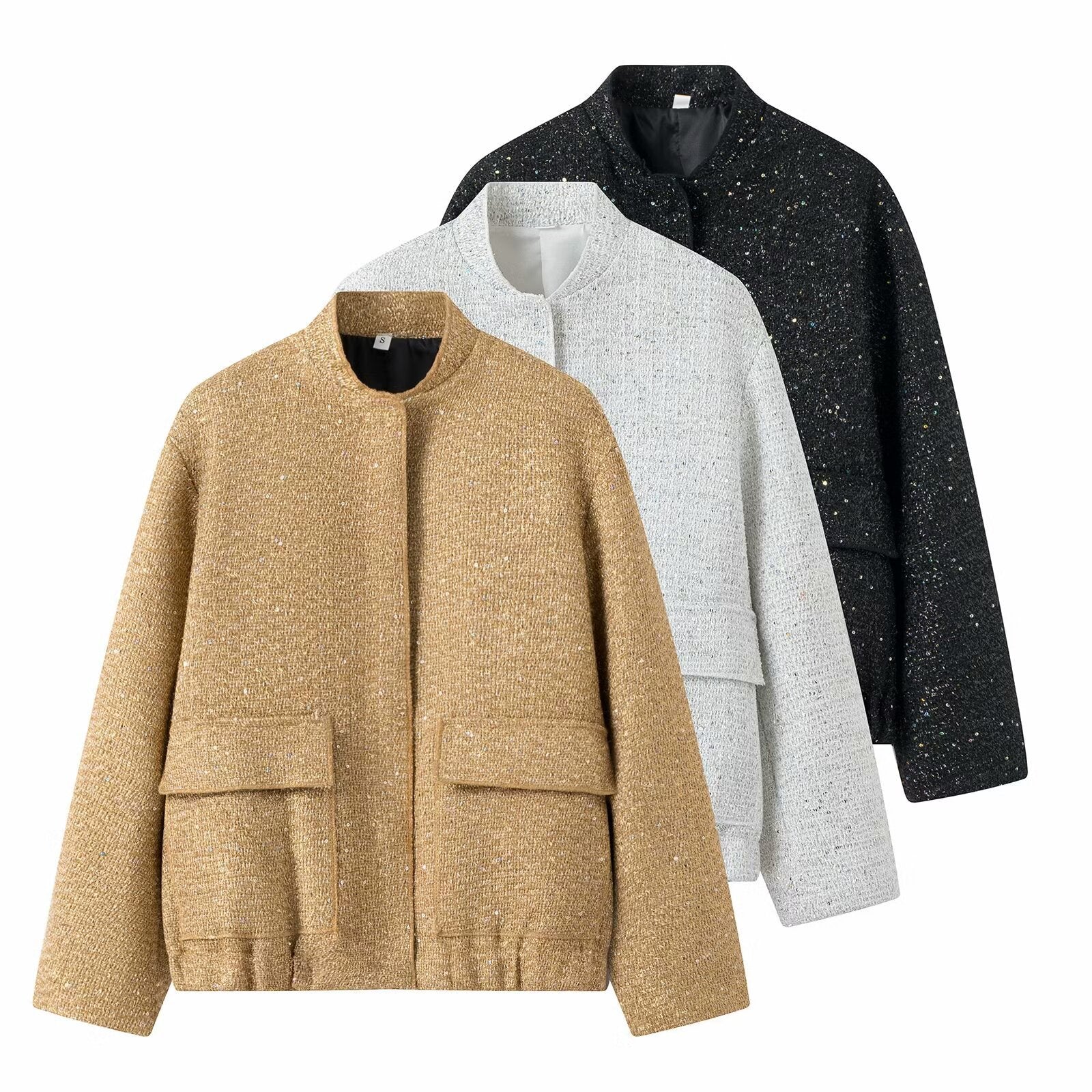 Autumn Women's Stand Collar Sequined Jacket 14