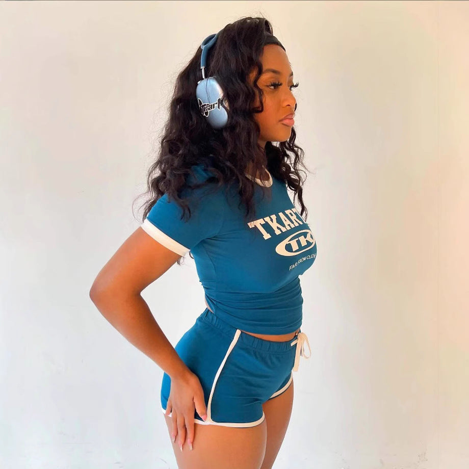 Women retro Top and shorts two-piece set 6