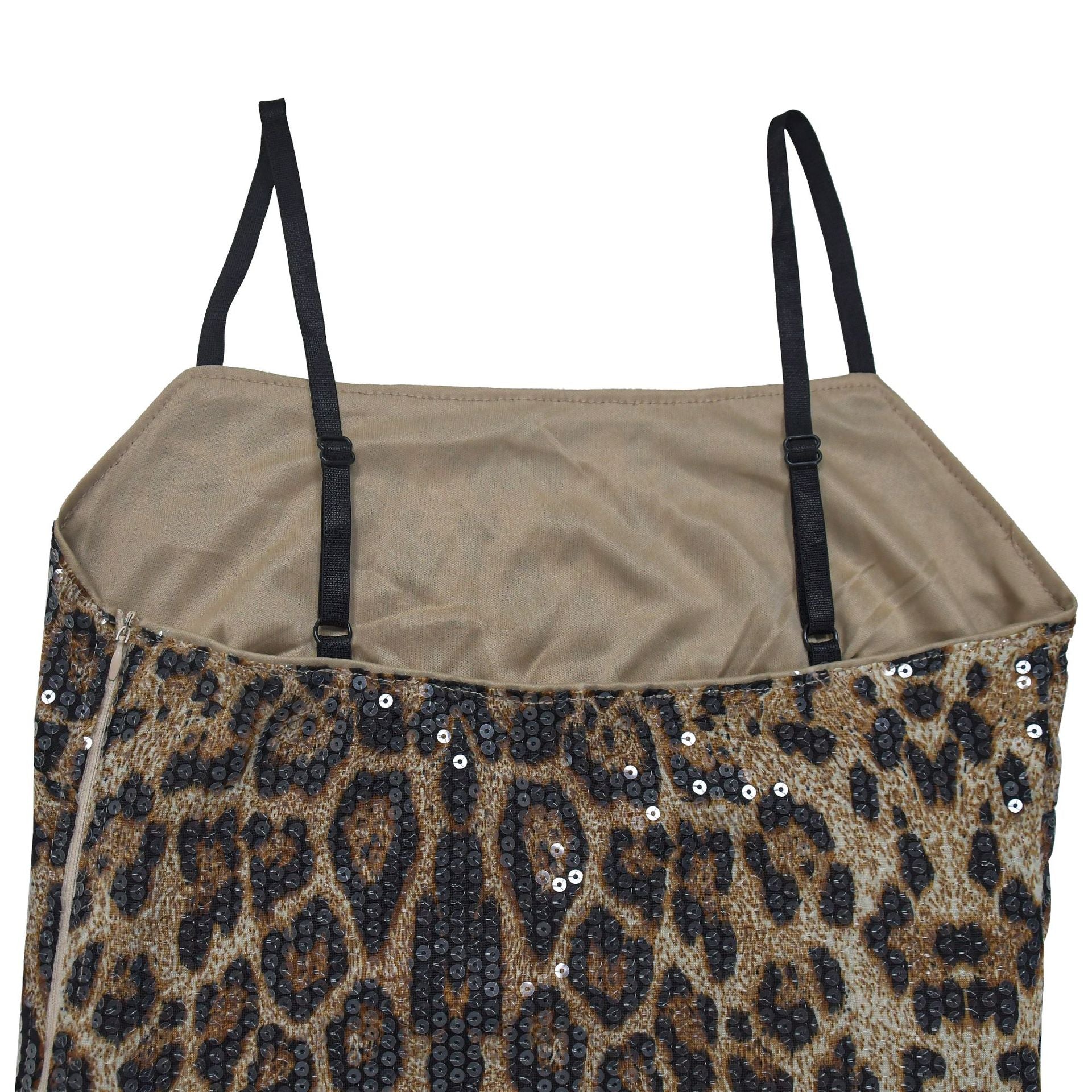 Women Sequined Strap Leopard Dress 17
