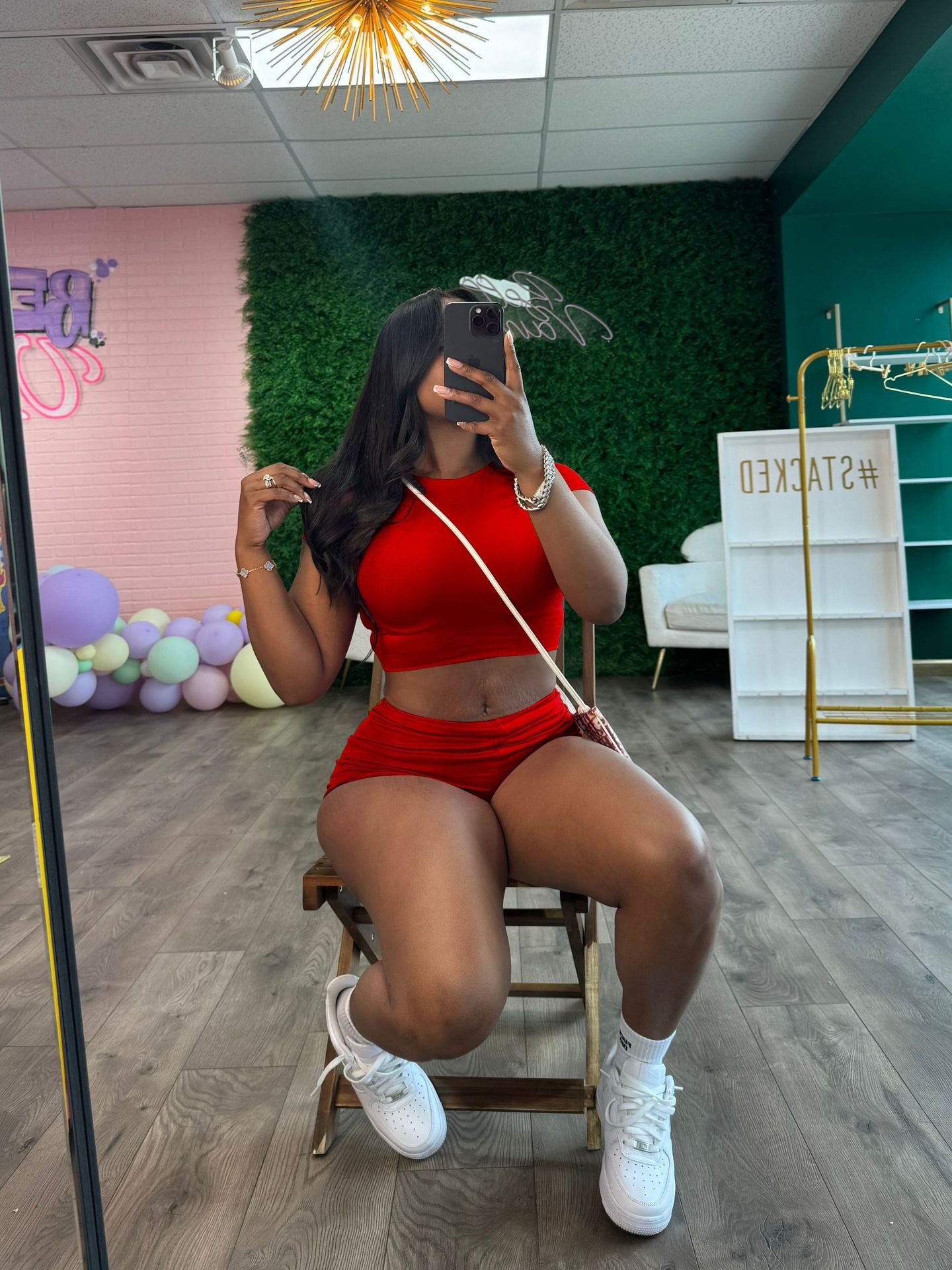 Summer Women's Solid Color Sport Tight Fitting Crop Top Shorts Two Piece Set 6