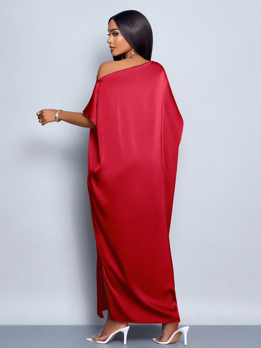 Women autumn satin yellow maxi dress 11