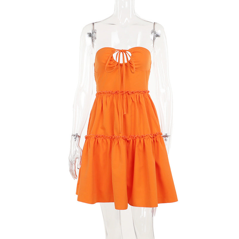 Summer Strapless Halter Neck A-line Dress 10