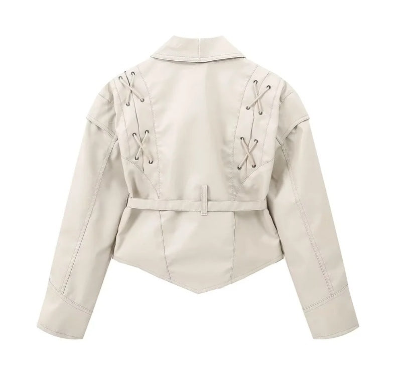 Women's American Retro Casual Faux Leather Jacket 33