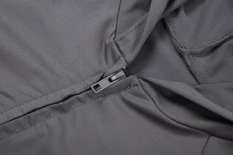 Women Fall/Winter Hooded Letter Print Zipper Top and Pants Two-Piece Set 20