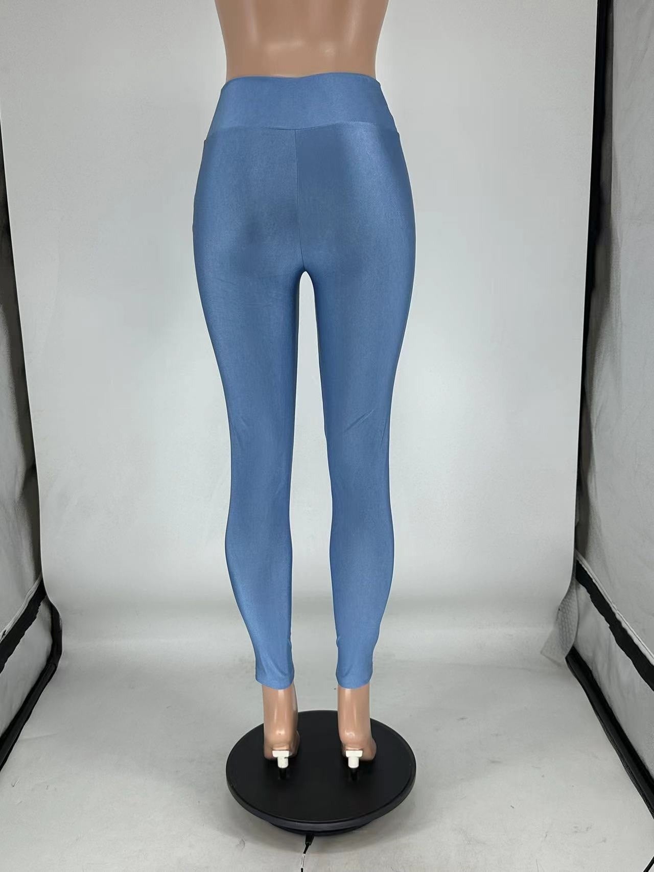 Women Summer Solid Stretchy Zipper Pants 20