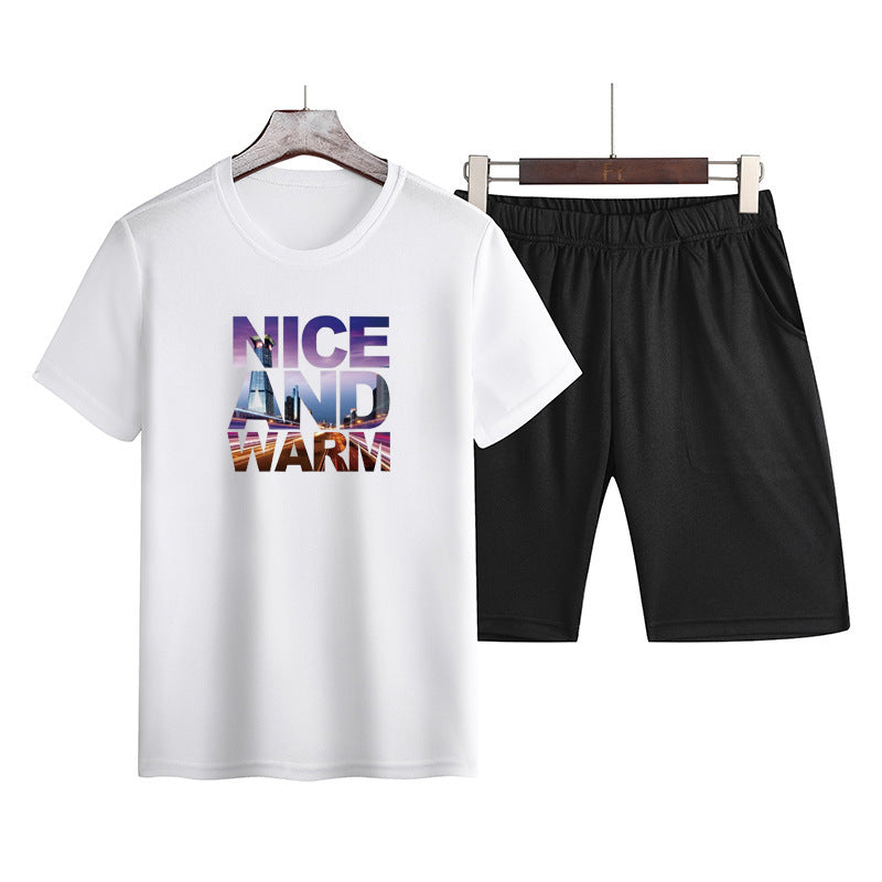 Casual Sports Short-Sleeved Set Men'S Two-Piece Summer Men'S Slim Fashion Sports Casual Trend T-Shirt Shorts 3
