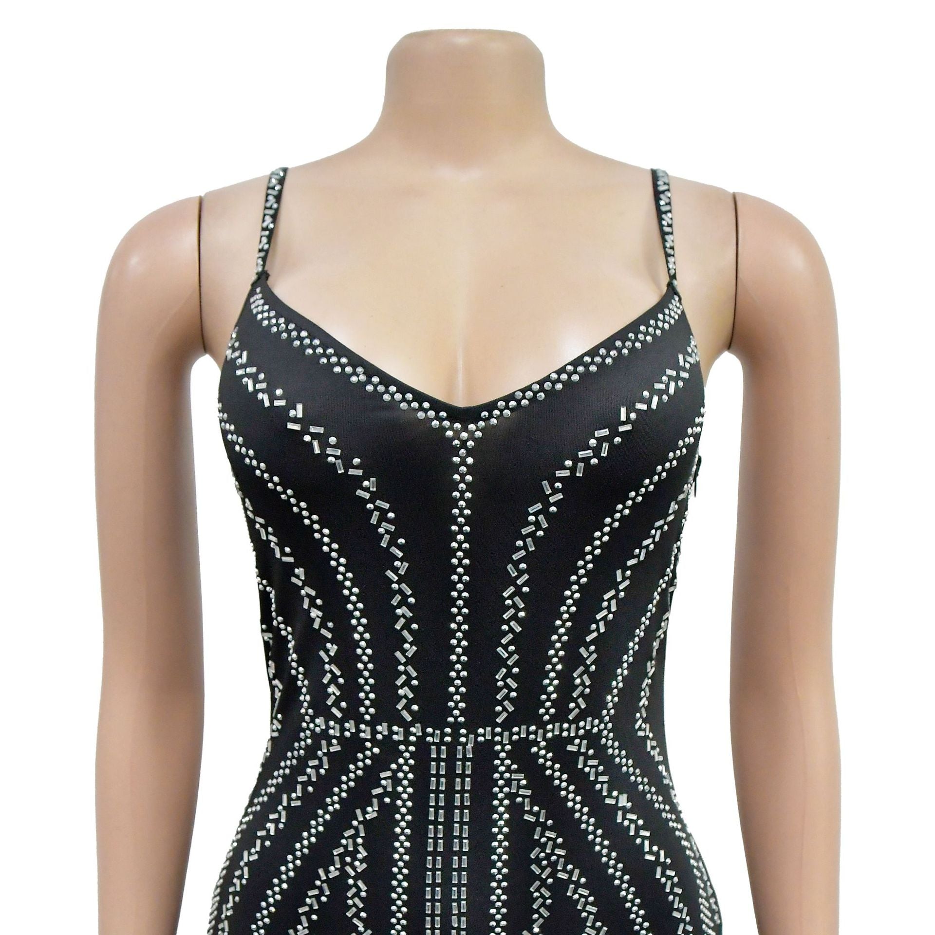 Women Solid Beaded Suspender Maxi Dress 18