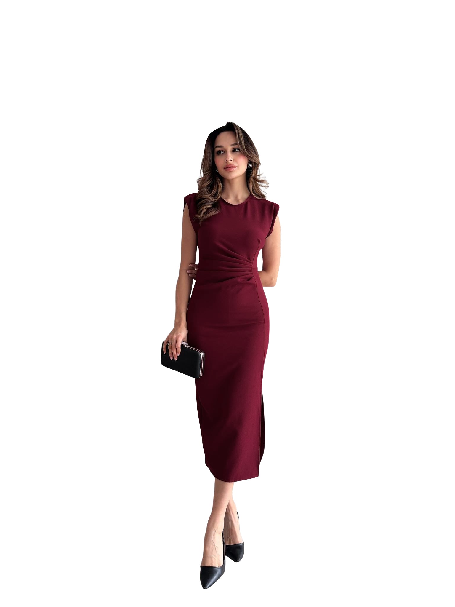 Solid Color Sleeveless Elegant Midi Dress 11
