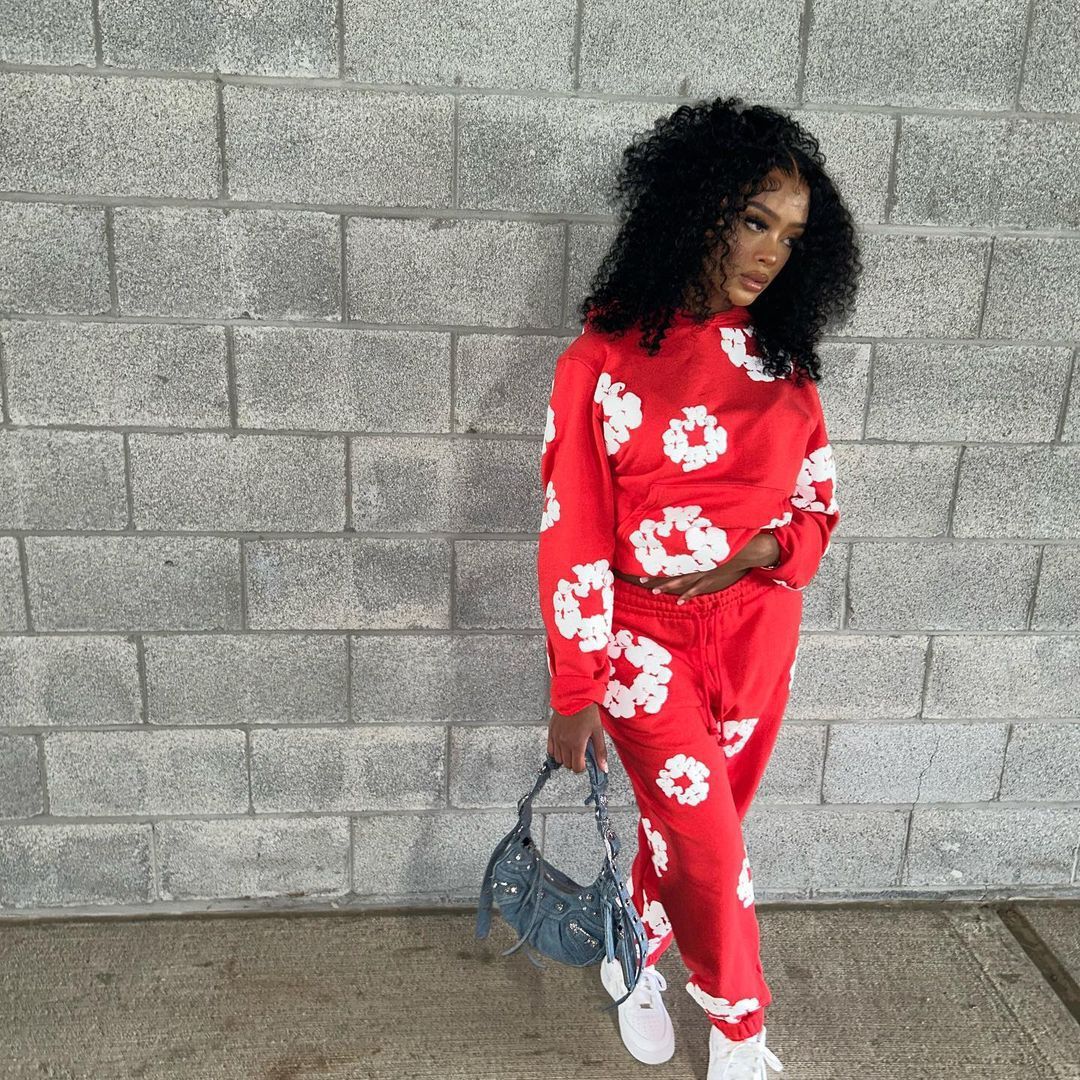 Women popular print sports loose two-piece set 12