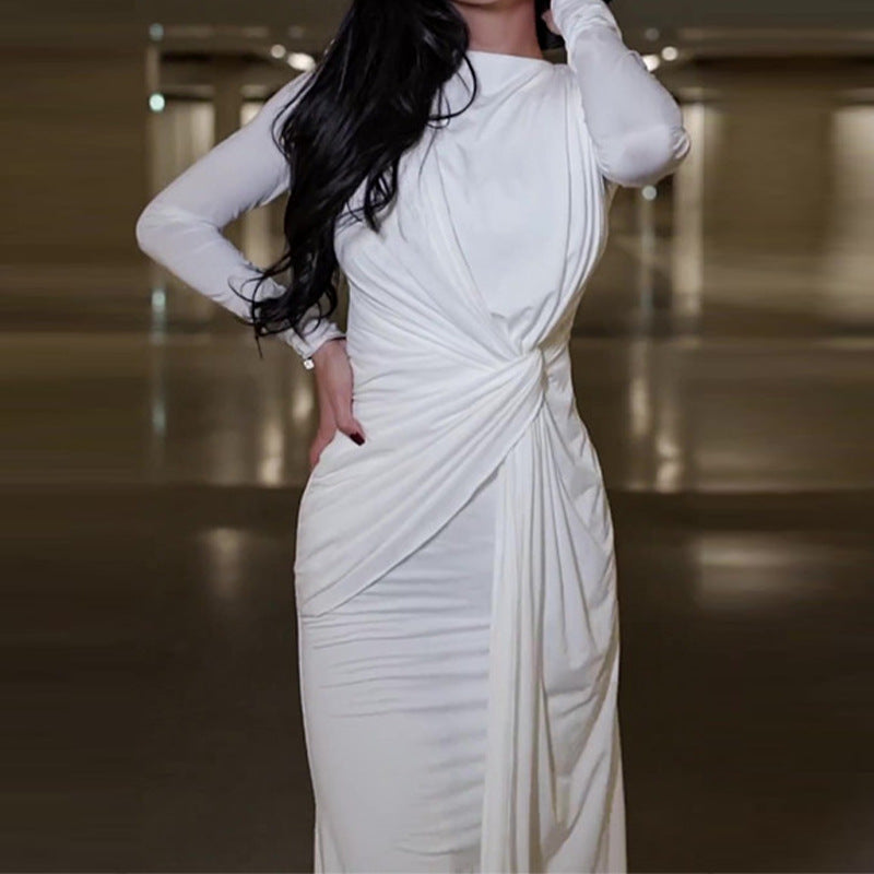 Women Fall Round Neck Bodycon Long Sleeve Dress 16