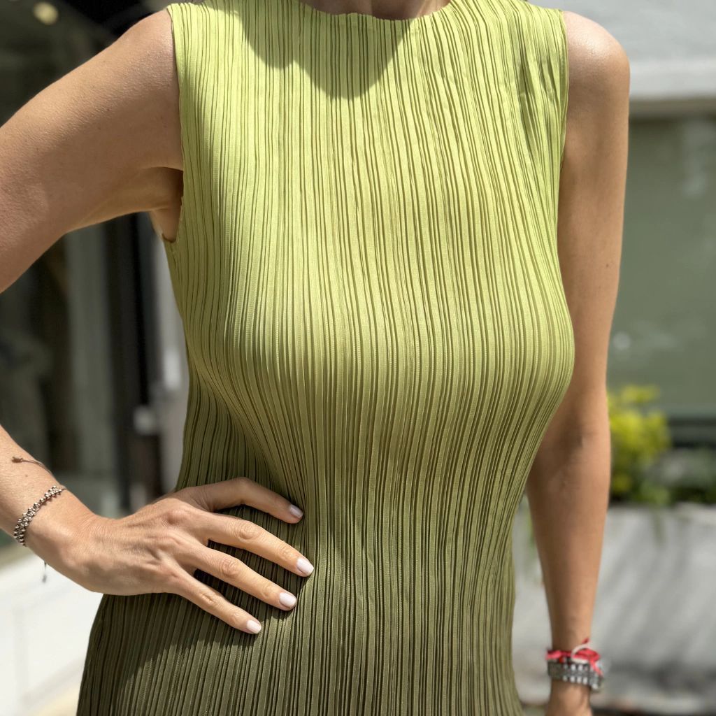 Women's Fashion Pleated Gradient Color Sleeveless Chic Loose Tops Wide-Leg Pants Set 13