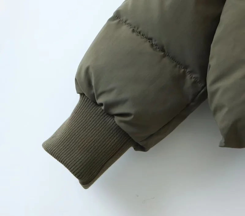 women's winter style fashion Stand Collar zipper pocket warm cotton-padded jacket 36