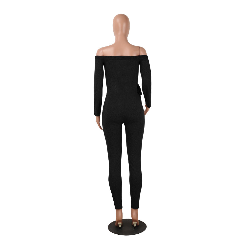 Sexy deep v women's long-sleeved off-the-shoulder Jumpsuit 24