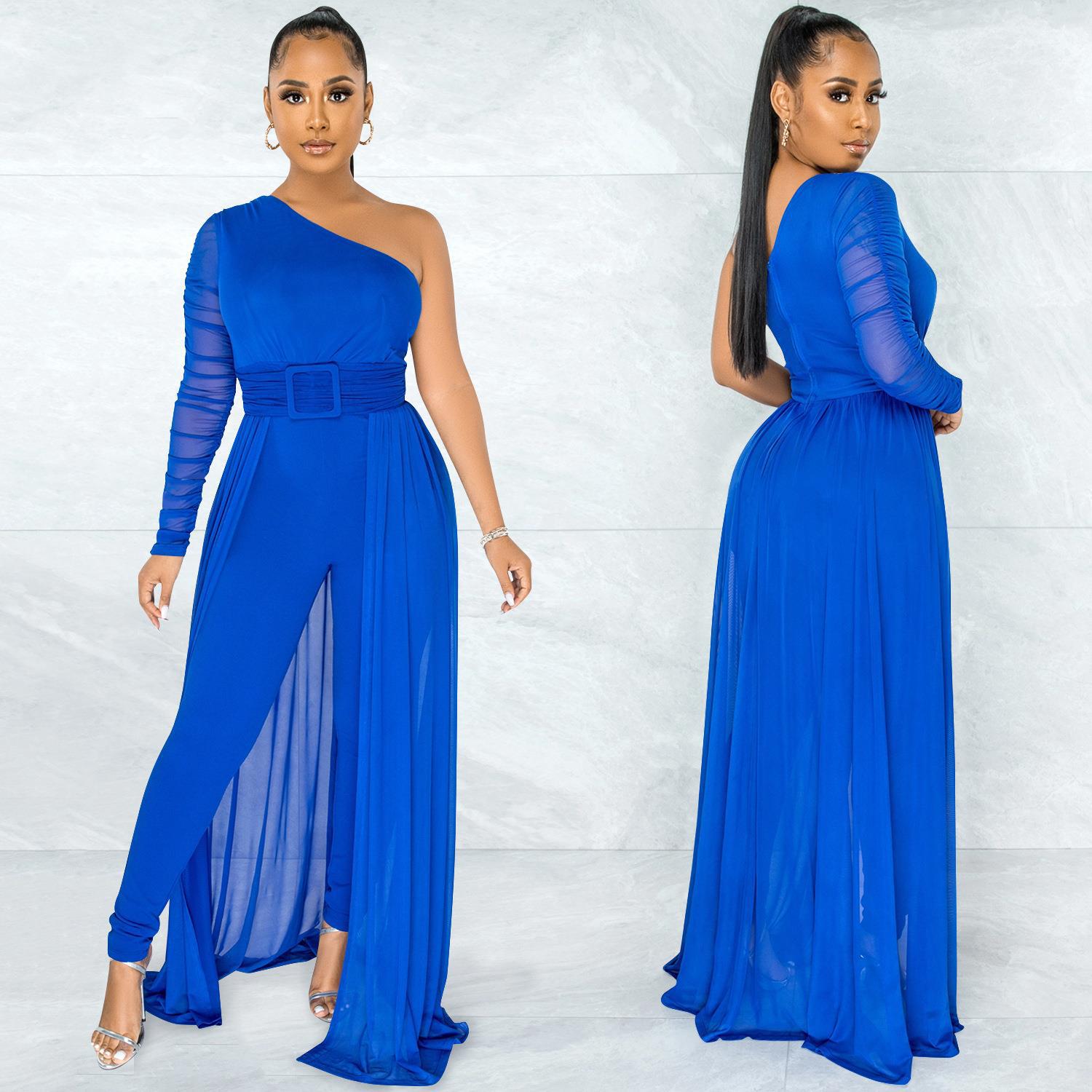 Summer Women Clothes Fashion Sexy One-Piece Long-Sleeve Jumpsuit Fake Two-Piece Set 5