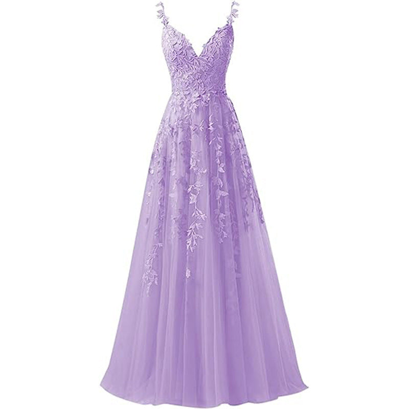 Women suspender tulle lace applique party ball evening dress（Processing time need 3-6 days） 18