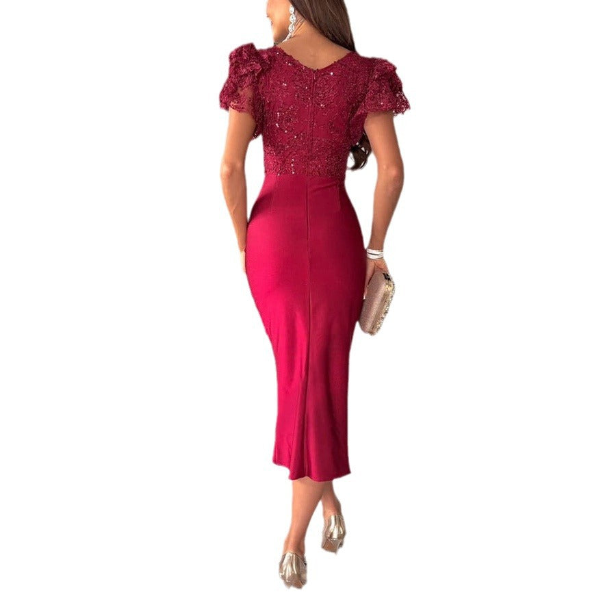 Women Casual Short Sleeve Slit Dress 4