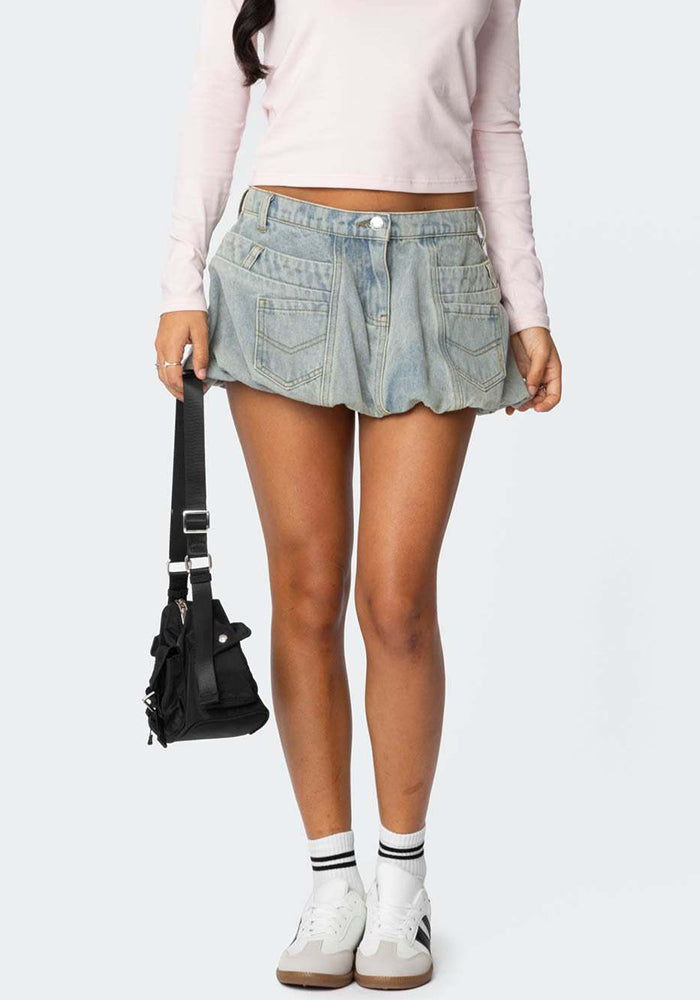 Summer Pocket Denim Short Skirt