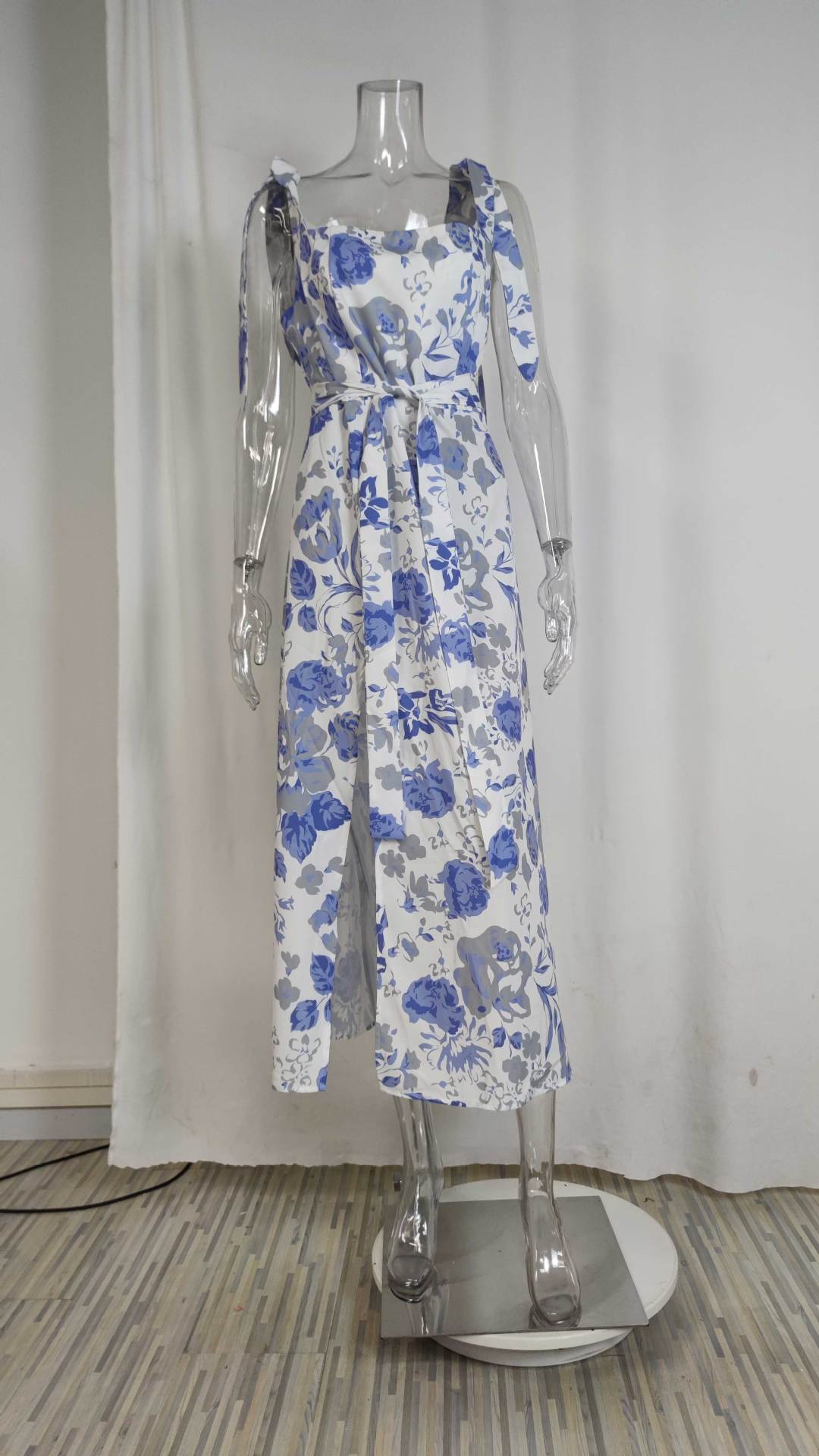 Summer Women's Floral Slit Strap Long Dress 3