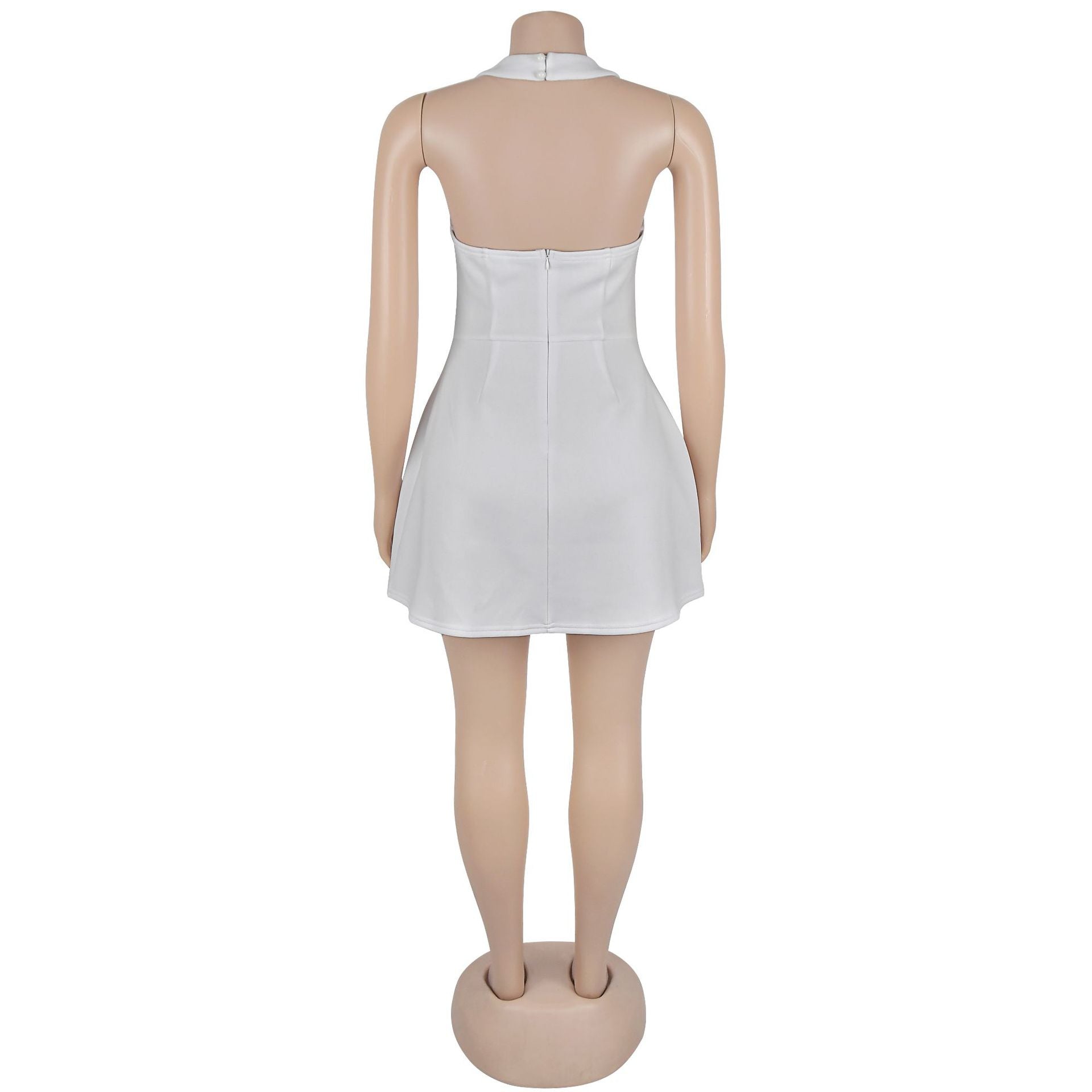 Women Off Shoulder Halter Neck Backless Dress 11