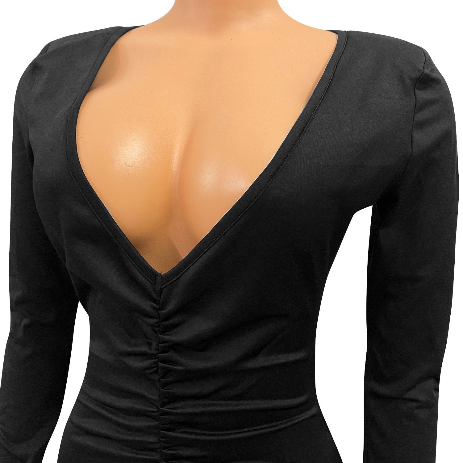 Women Sexy V Neck Long Sleeve Solid Dress 15