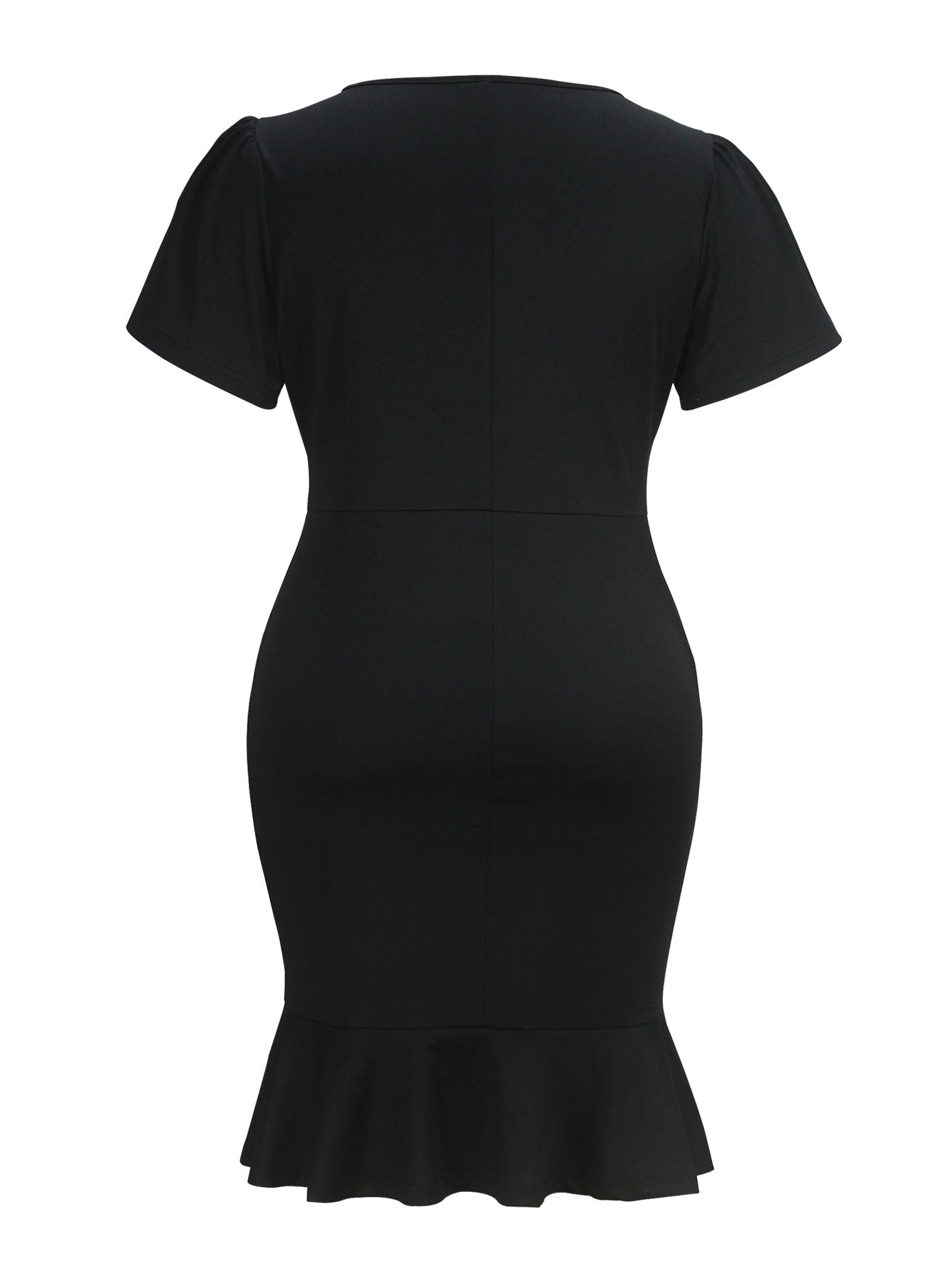 Women's Fashion Elegant Plus Size Round Neck Ruffle Midi Dress 8