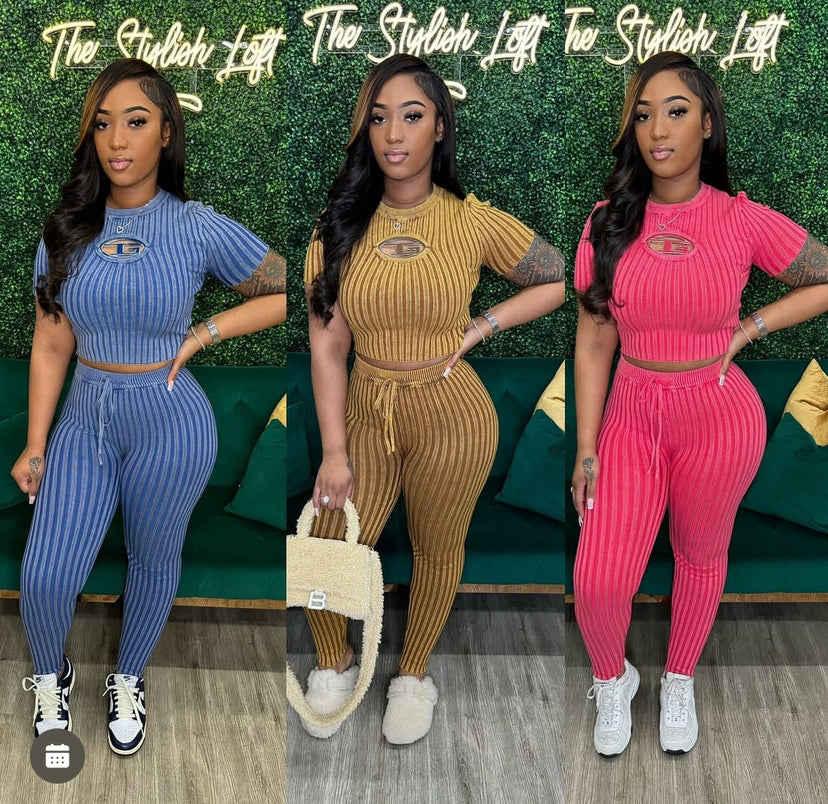 knitting hollow short sleeve High Waist Slim two piece Pants Set 7