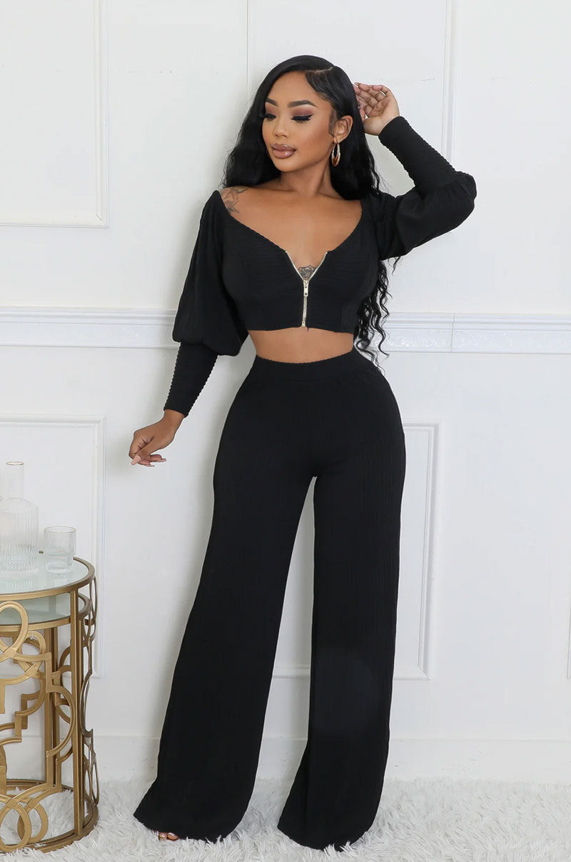 Women Casual Long Sleeve Top and Pant Two-Piece Set 3