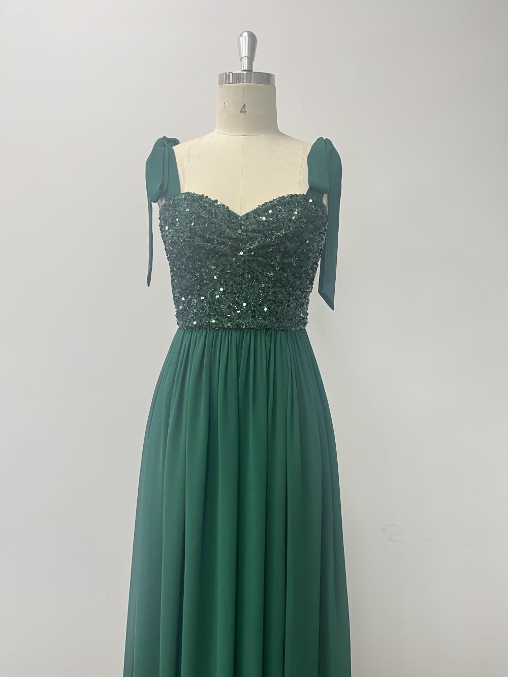 Women Sequin Patchwork Chiffon Backless Slit Party Prom Evening Dress 7