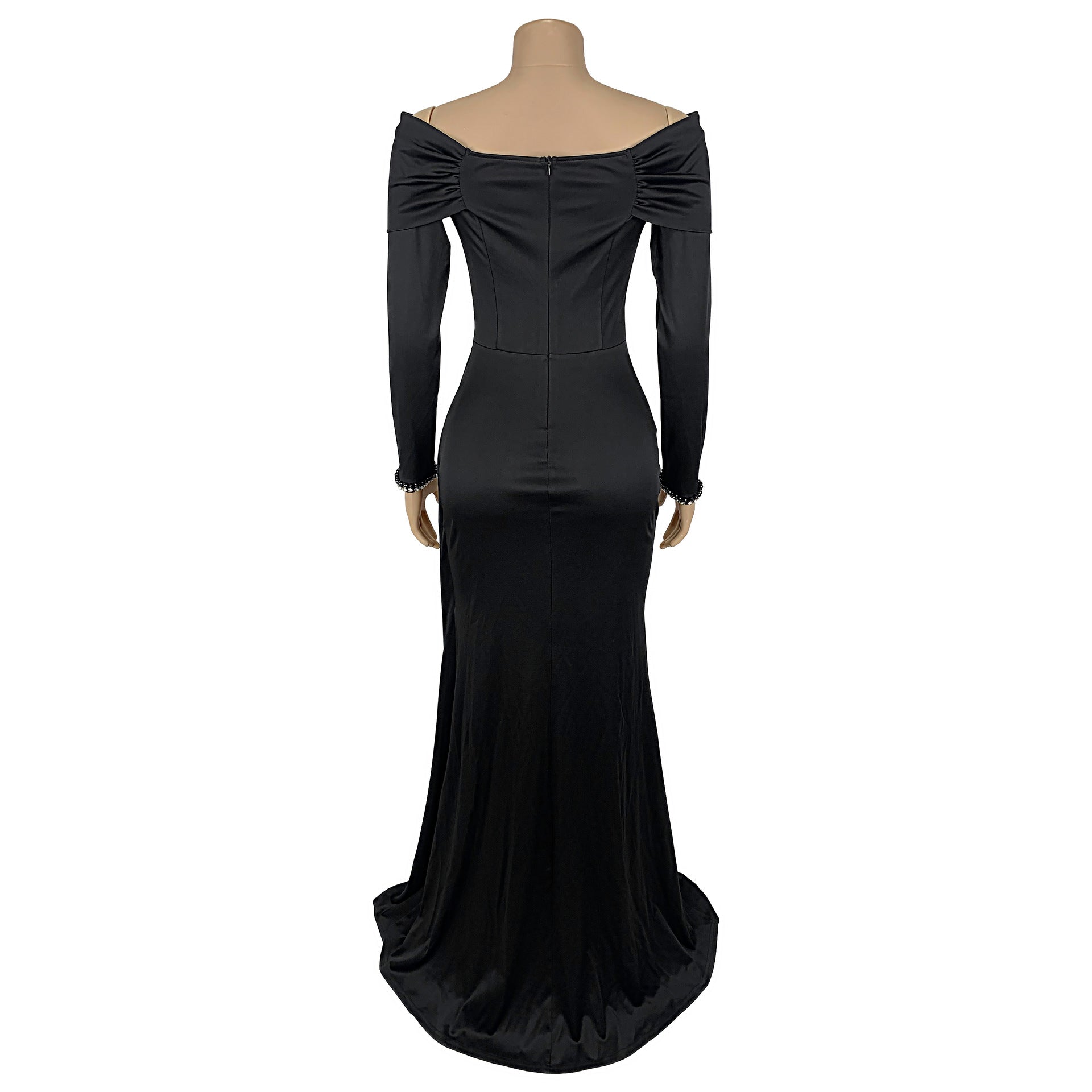 Women Elegant Long Sleeve Slit Evening Dress 5