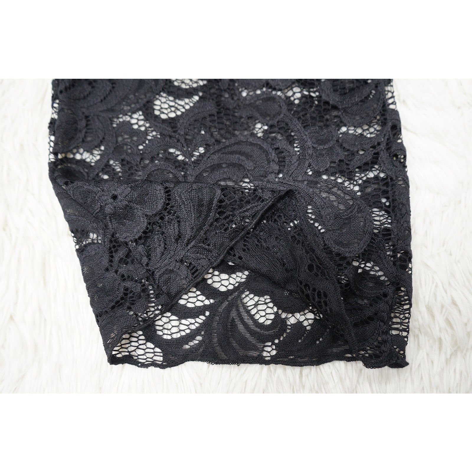 Summer Women Sexy Lace Pattern Turndown Collar See-Through Top and Pant Two-piece Set 15