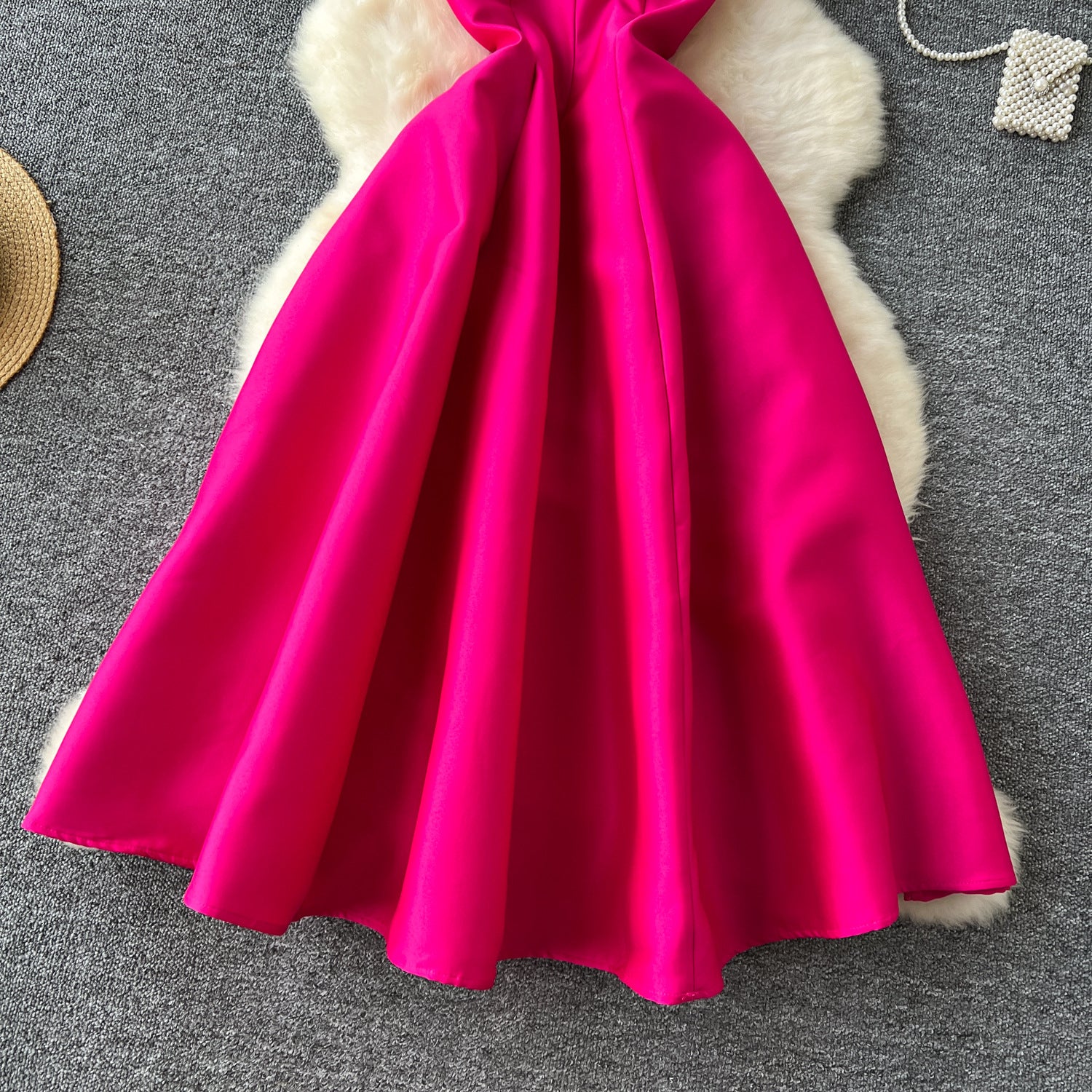 Luxury Strap V-Neck A-Line Flared Midi Dress 17