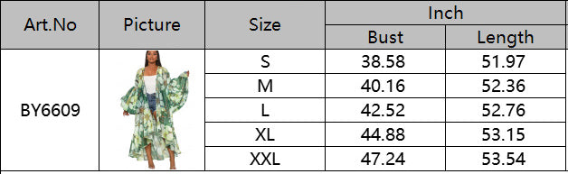 Casual Spring and Autumn Women's Lantern Sleeve Irregular Long Printed Coat 17