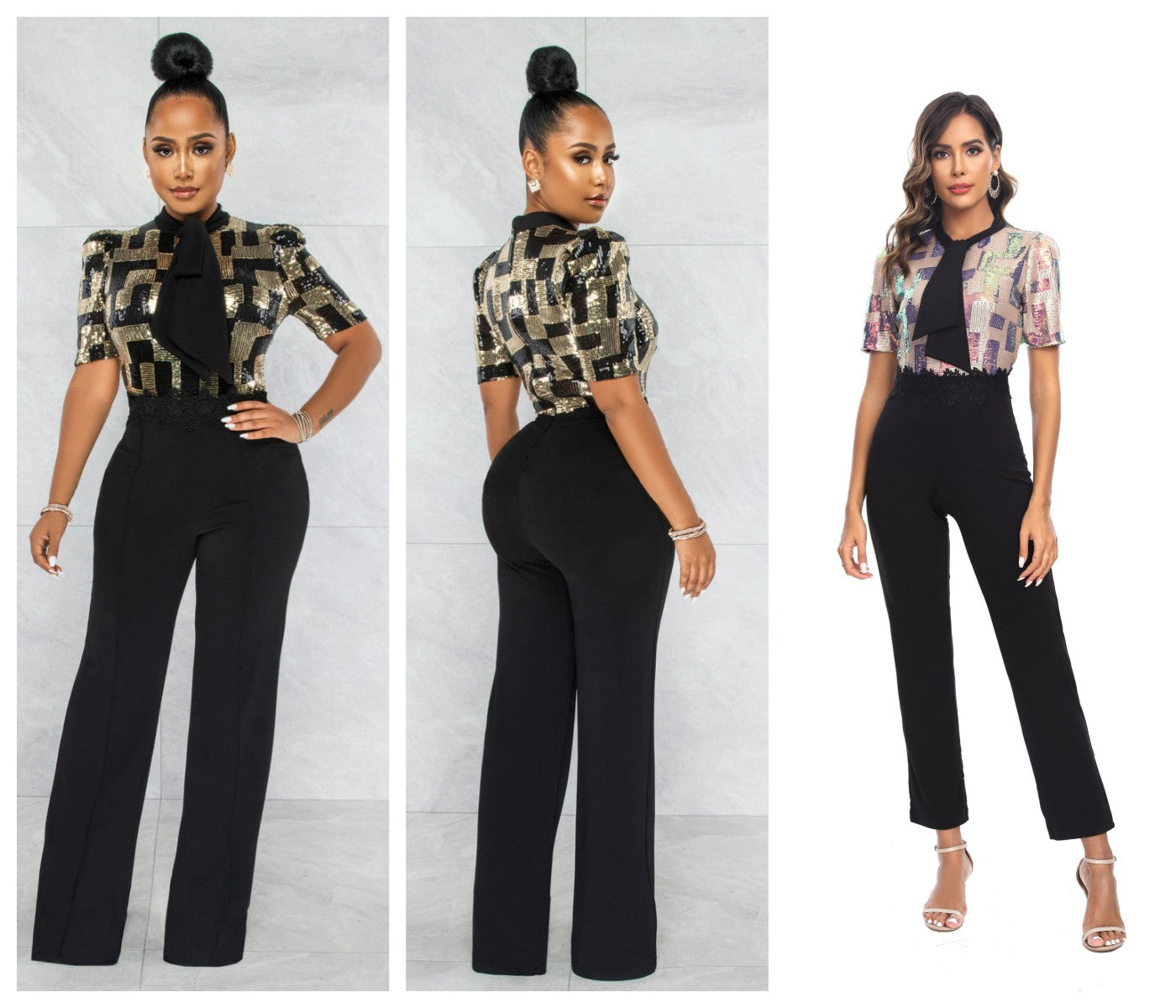 sexy plaid sequins patchwork short sleeve forma jumpsuit 15