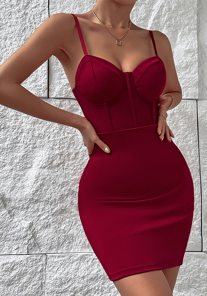 Sexy Patchwork Straps See-Through Underwire Herringbone Bodycon Dress
