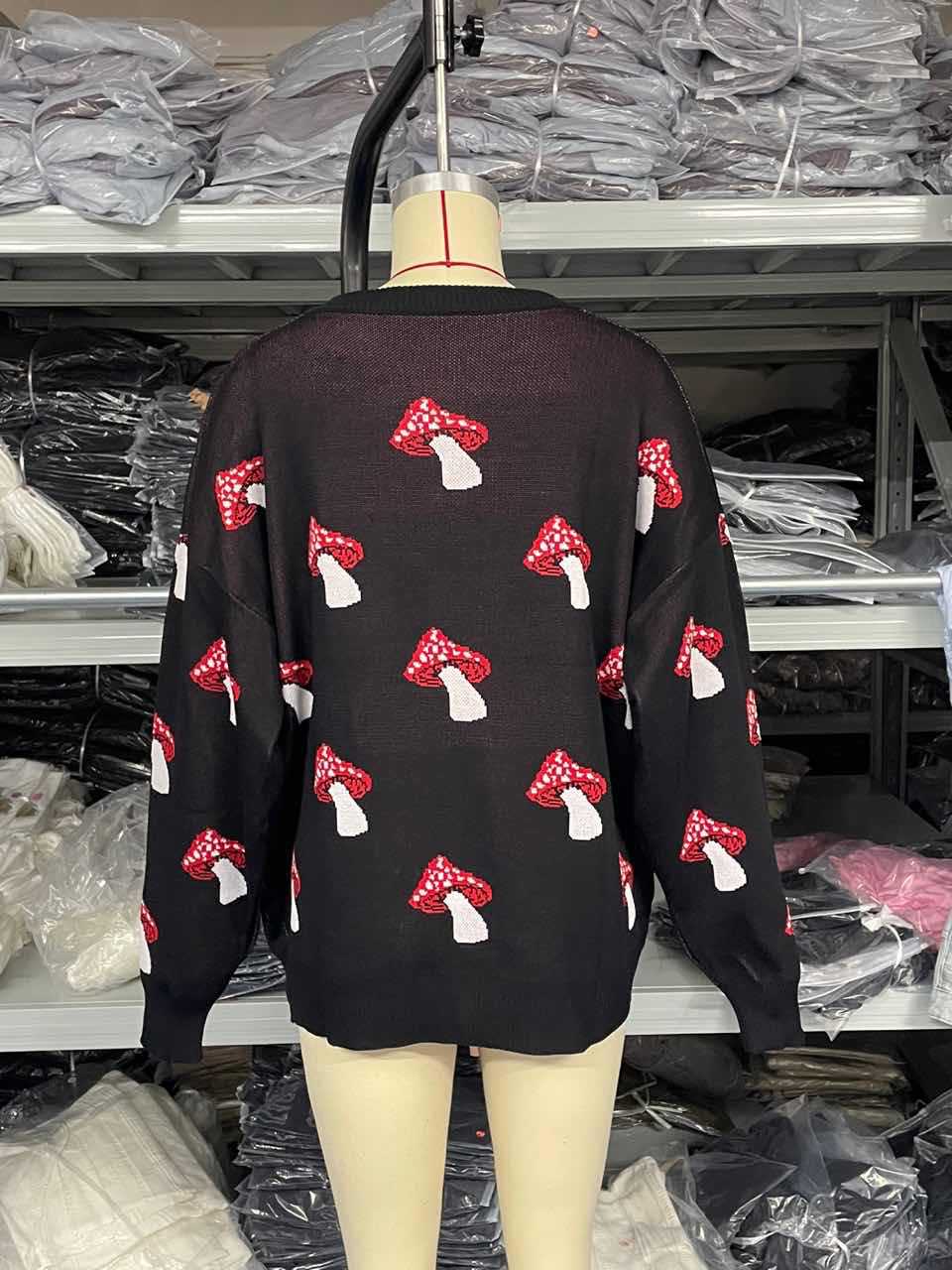 Women Loose Contrast Jacquard Knitting Sweater 15