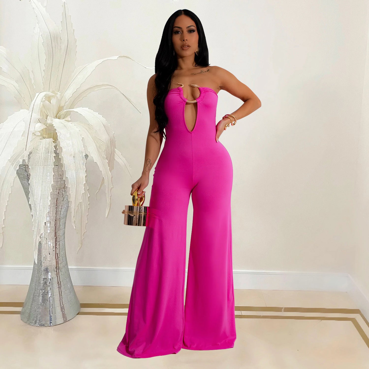 Women Solid off Shoulder Jumpsuit 8