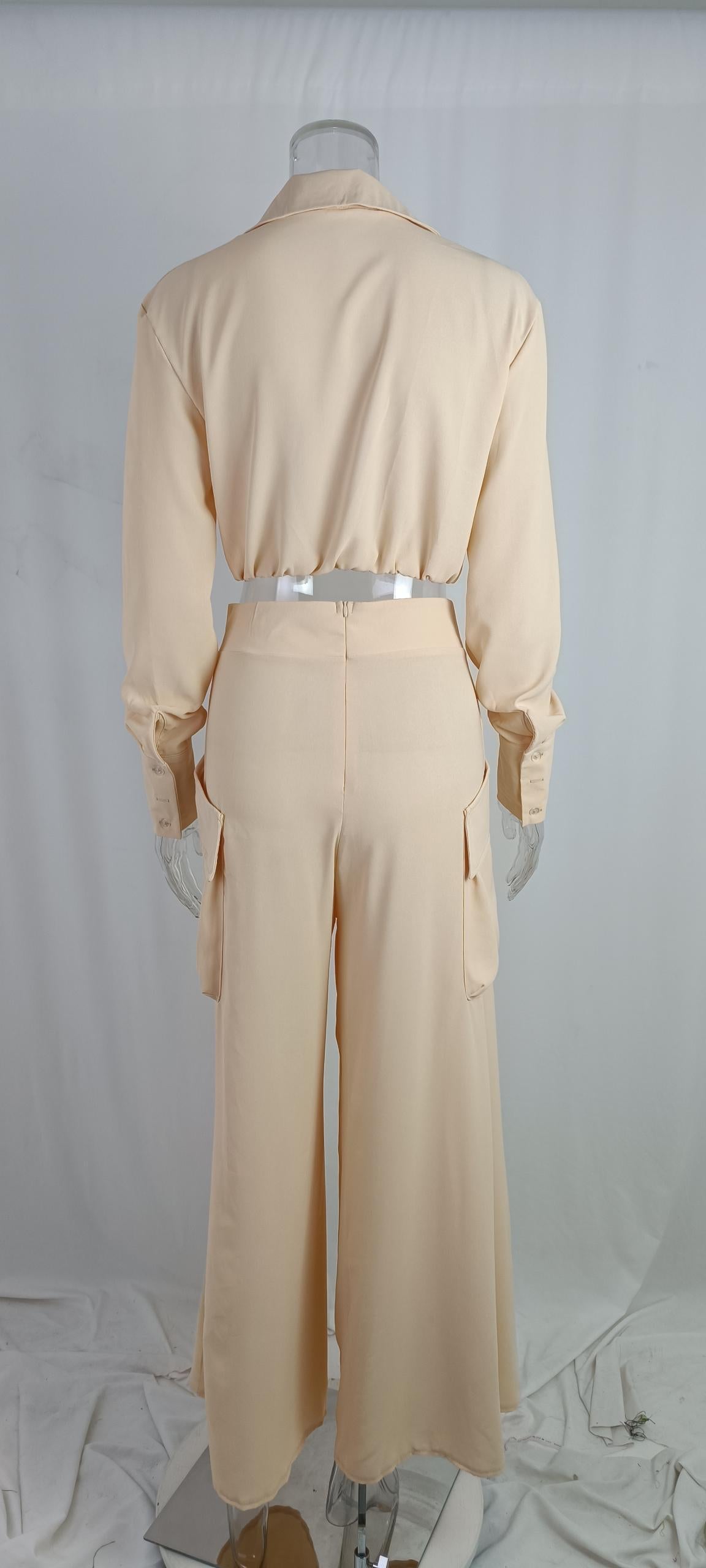 Fall Winter Women's Solid Chic Career Loose Pocket Fashion Casual Suit 26