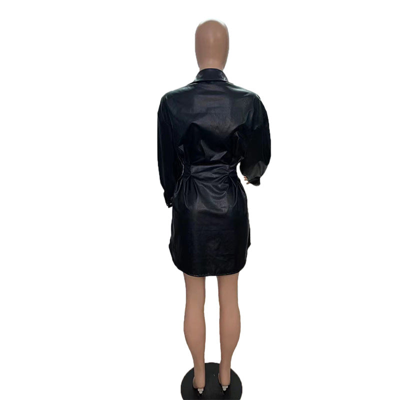 Women Fall/Winter Jacket Pleated Waist Dress 9