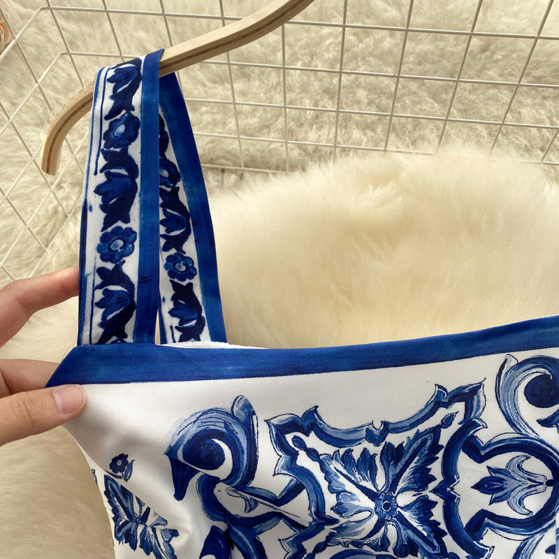 Women Summer Printed Camisole + Skirt Two-piece Set 18