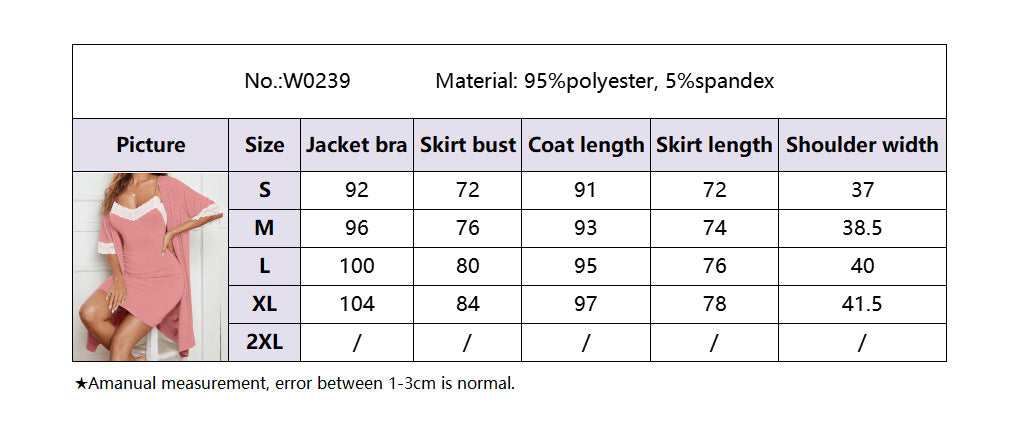 Women suspender nightdress lace two-piece set 10