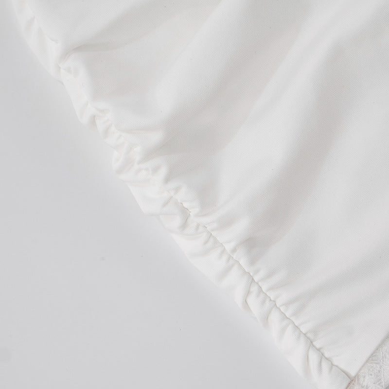 Women Sexy Halter Neck Lace Patchwork Gathered Tie Bodycon Dress 21