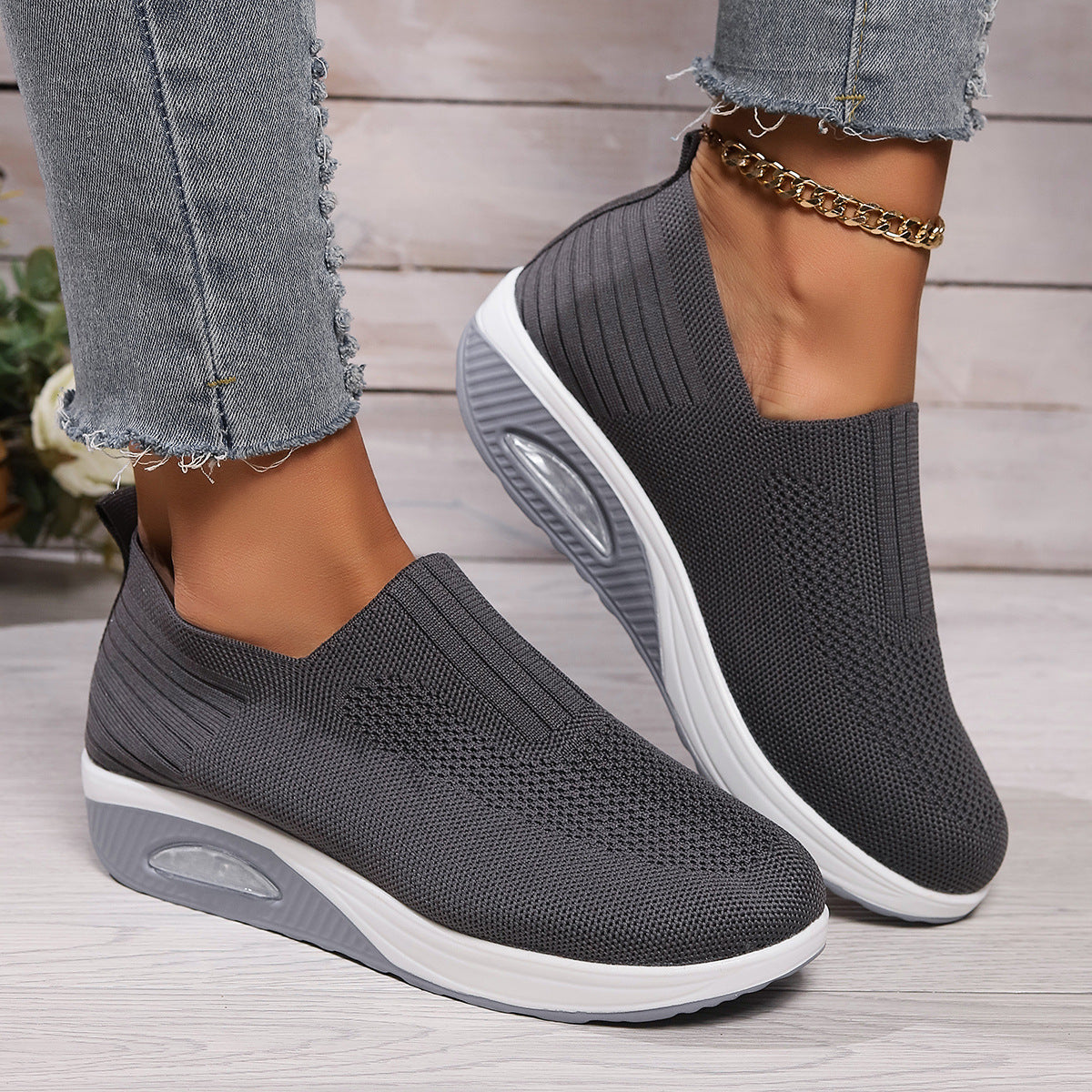 Comfortable Woven Non-Slip Soft Sole Women's Shoes Mesh Sports Shoes 22