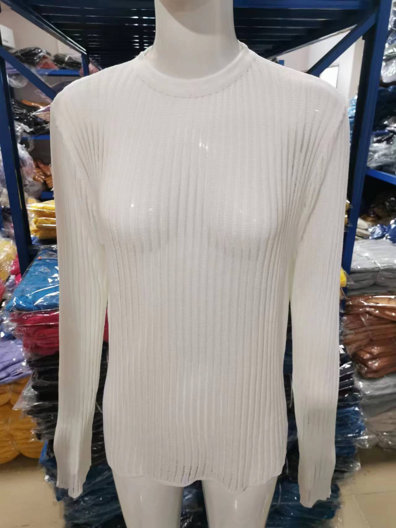 Women Long Sleeve Round Neck Breathable knitting Top 18