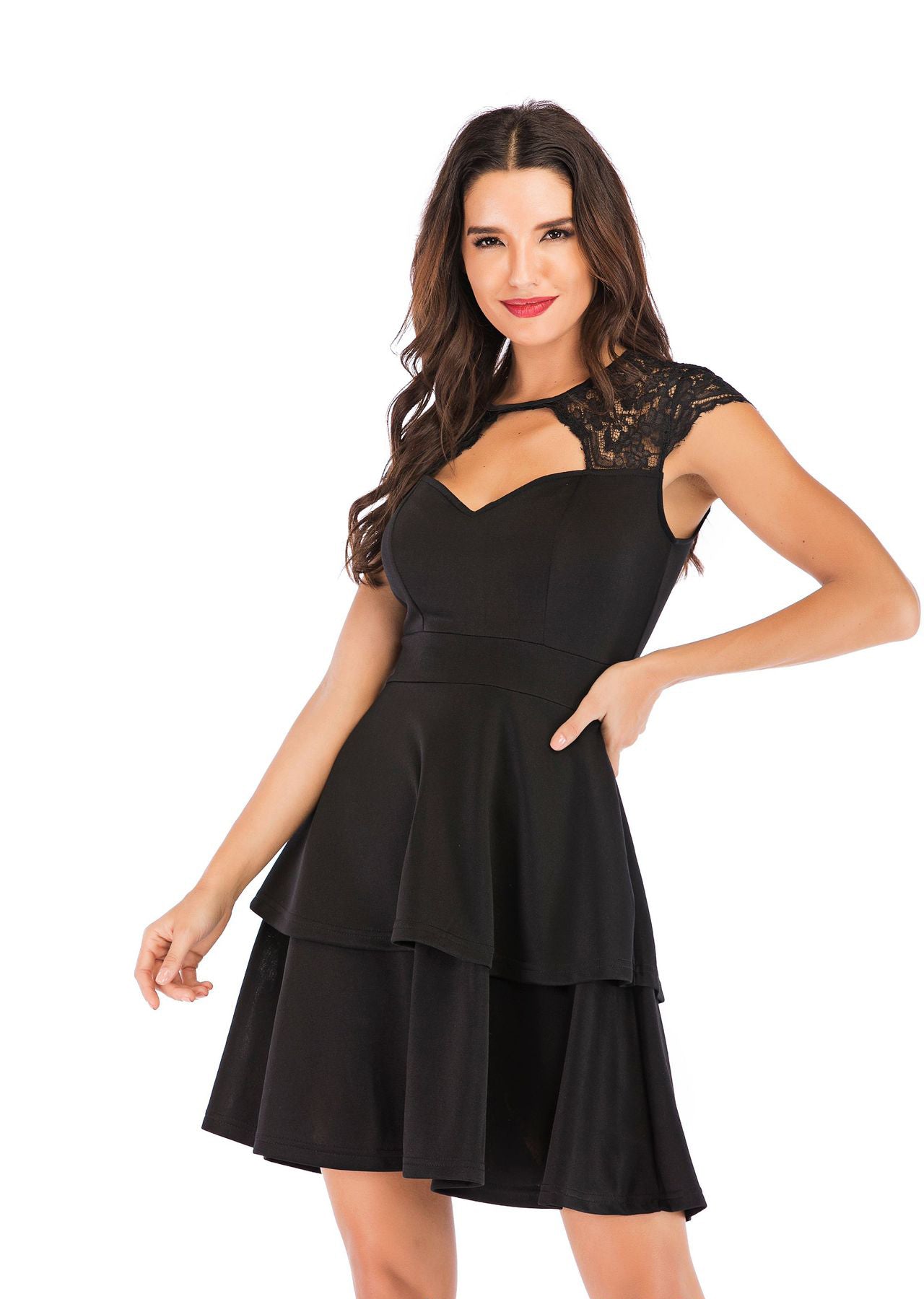 Women's Lace Mesh Patchwork Sexy Mini Dress 6