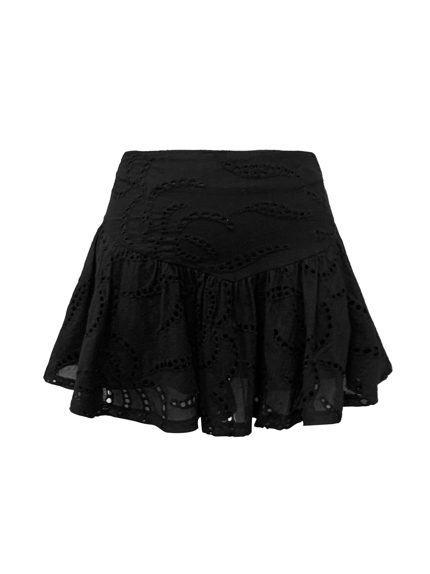Women black lace skirt